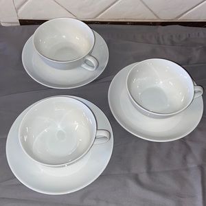 (Set of 3) Arzberg Germany Porcelain Coffee / Tea Mugs with 3 saucers